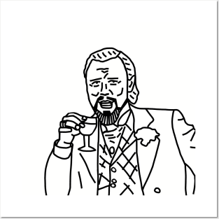 Laughing Leo Drinking Wine Memes Line Art Posters and Art